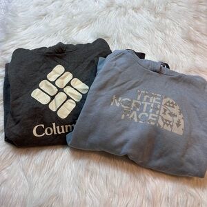 Columbia Gray & NorthFace Blue Hoodies